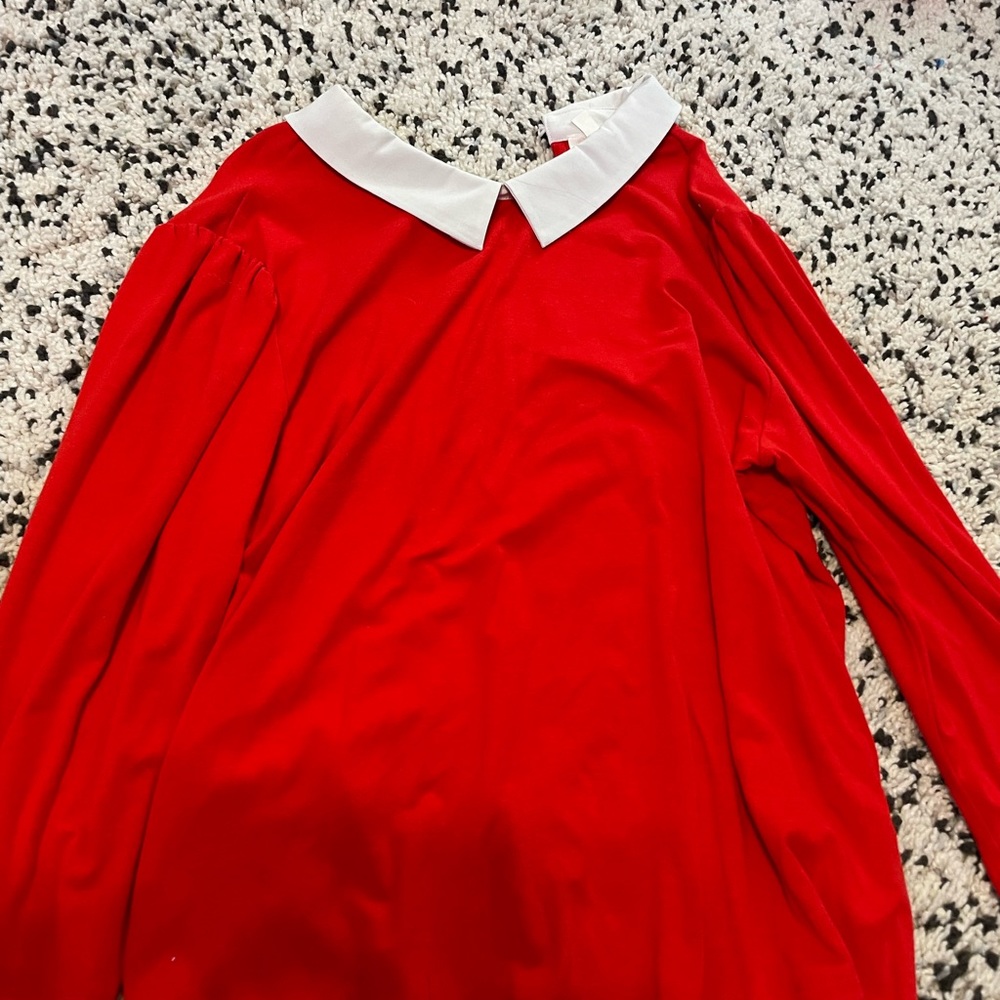 Red collared blouse
